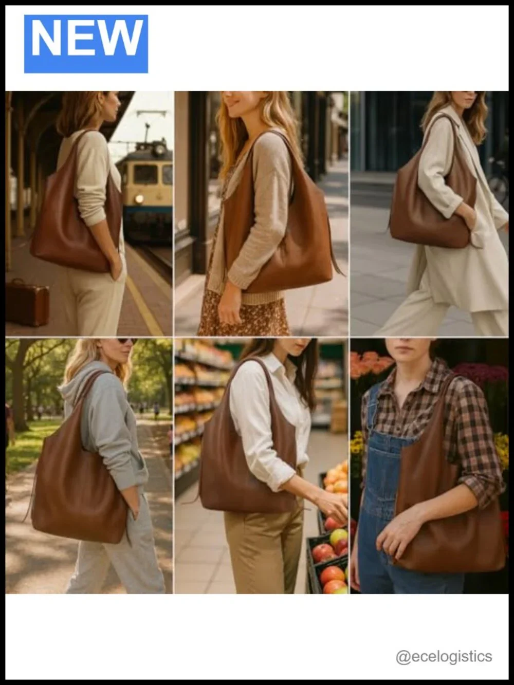 Genuine Leather Women's Slouchy Hobo Tote Bag, Oversized Shoulder Handbag